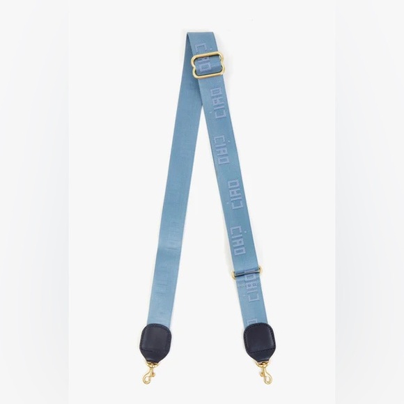 Clare V. Flat Clutch w/ Tabs Light Blue Woven Checker WITH CIAO STRAP - Picture 3 of 6